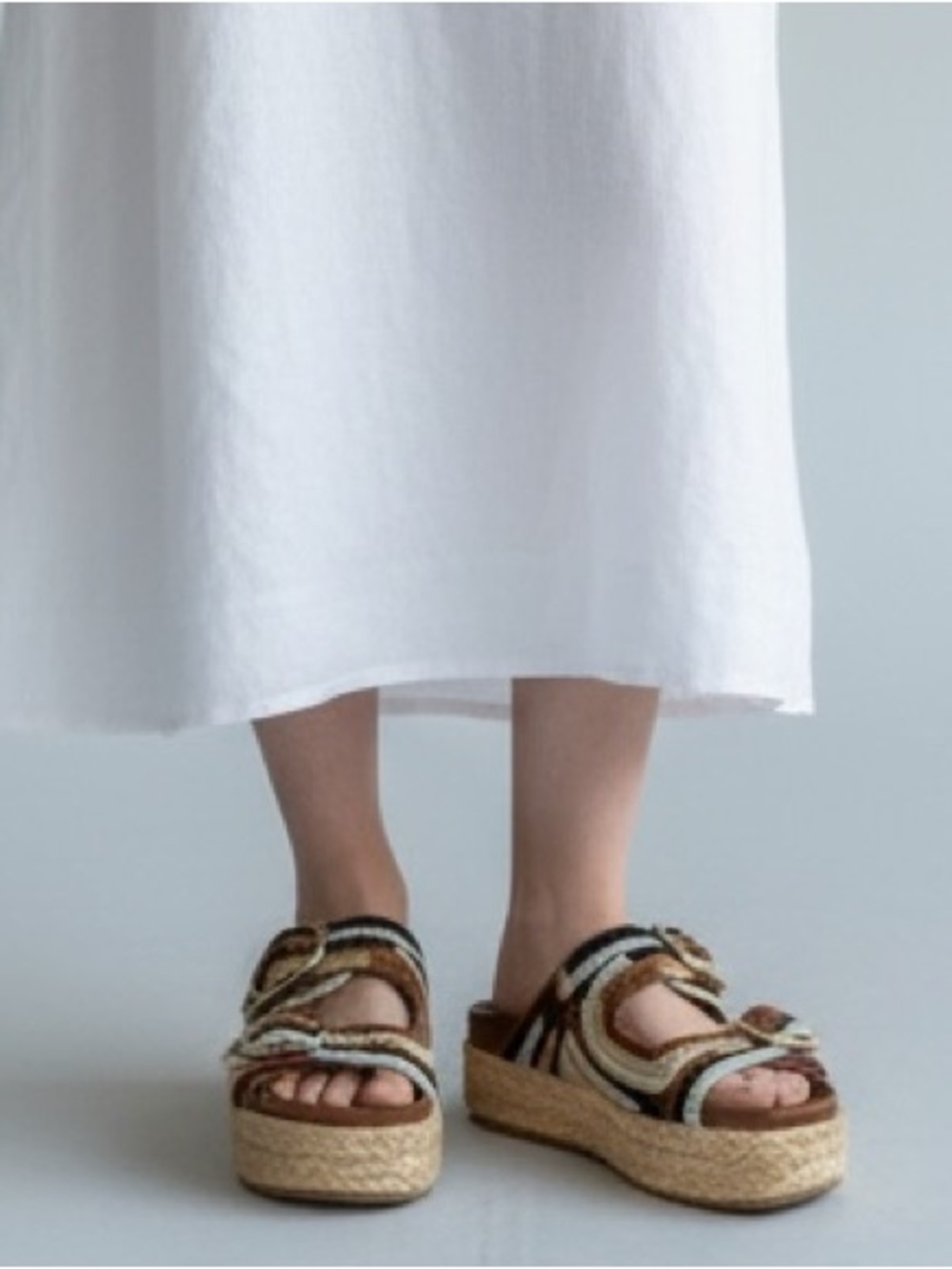 Steve Madden Brown, Black and Cream Braided Espadrille Sandals